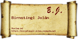 Birnstingl Jolán névjegykártya